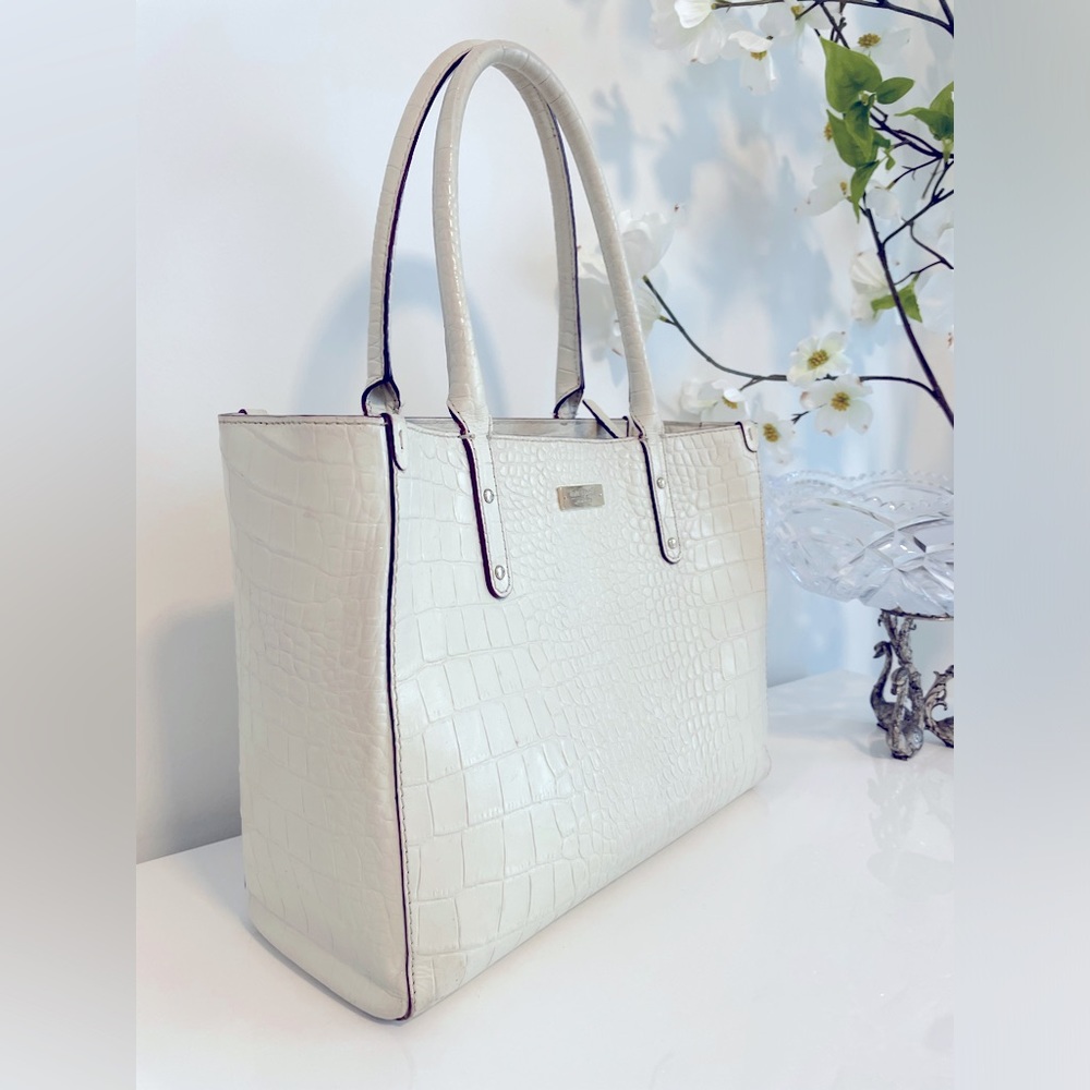 VINTAGE RARE KATE SPADE WHITE ALLIGATOR PRINT - Picture 3 of 7